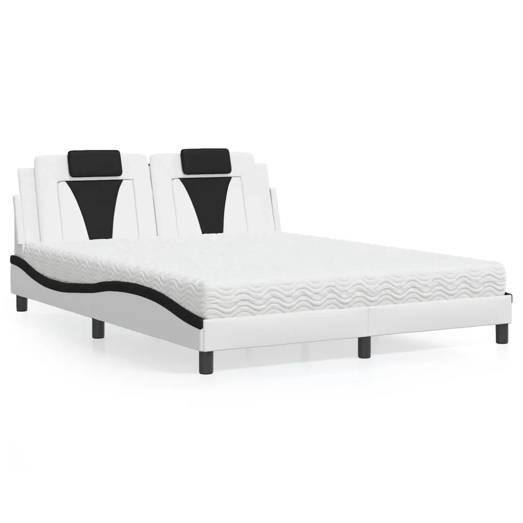 Letto Viana con Materasso Bianco e Nero 160x200cm Similpelle