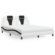 Letto Viana con Materasso Bianco e Nero 160x200cm Similpelle