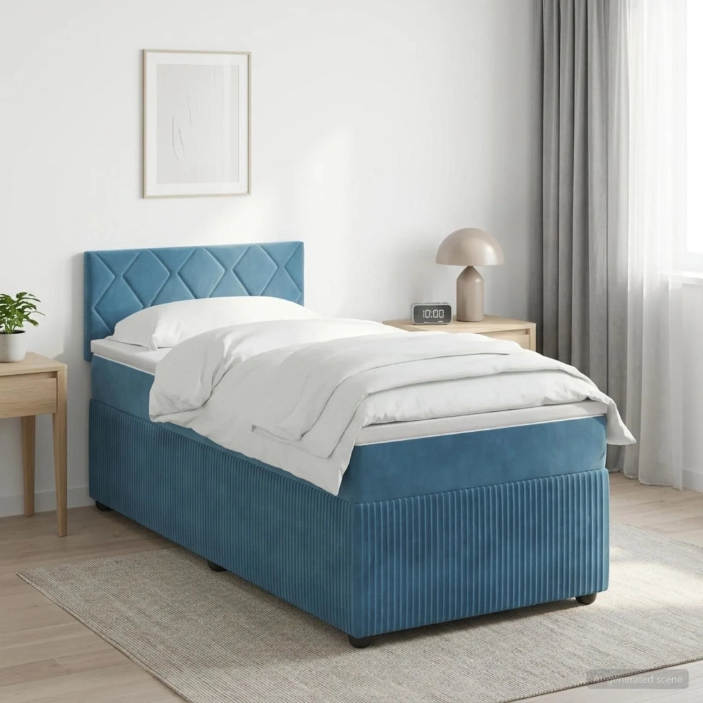 Letto box spring con materasso Blu Scuro 90 x 200 cm Velluto 3451611