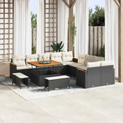 Set Divano da Giardino 13 pcs Nero polyrattan