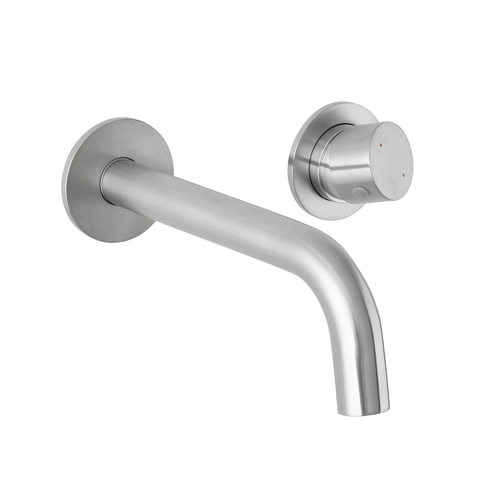 Set miscelatori lavabo a muro e bidet satinato senza leva Gemini
