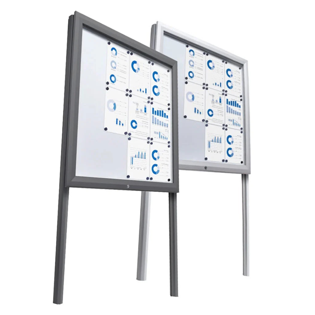 Montante per Bacheche Certificate Alluminio Anodizzato - 200 cm con basi per fissaggio a terra