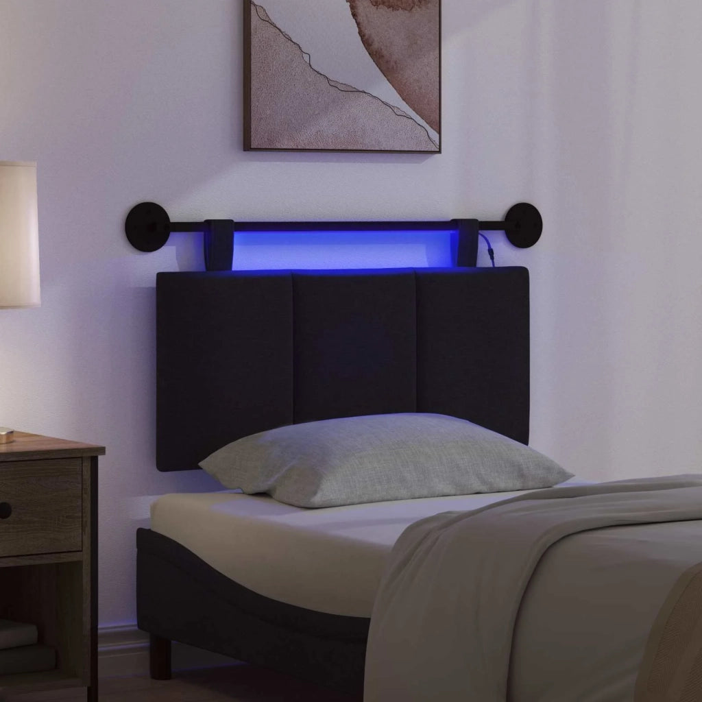 Testiera sospesa Con luce LED Nero Tessuto 3424752