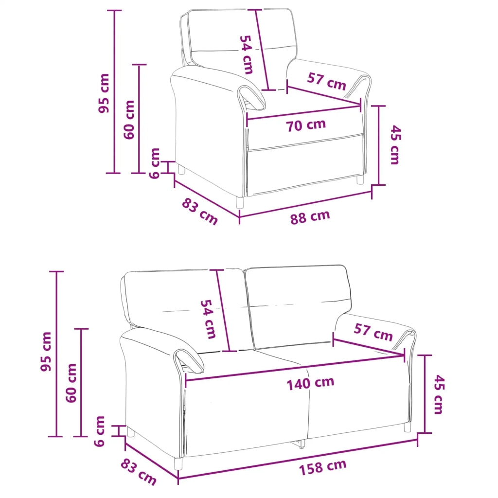 Set di divani 2 pz Nero Tessuto 3424859