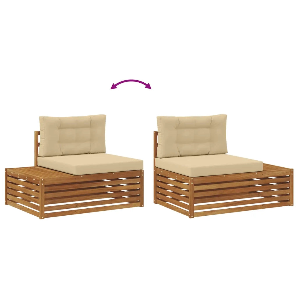 Set di divani da esterno con cuscino 7 Pezzo Naturale e Beige 3374108