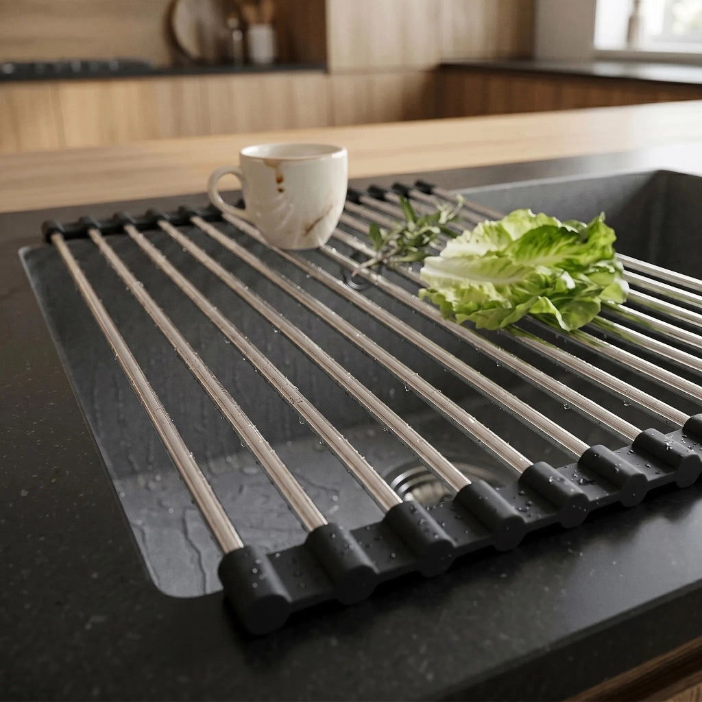 Scolapiatti Arrotolabile Per Lavello Rea P12298 Black