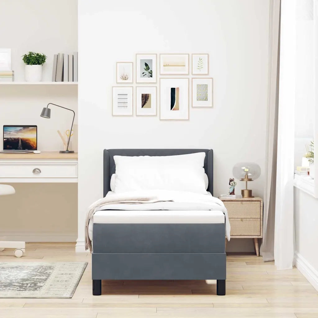 Letto a molle con materasso Grigio scuro 200 x 80 cm Poliestere