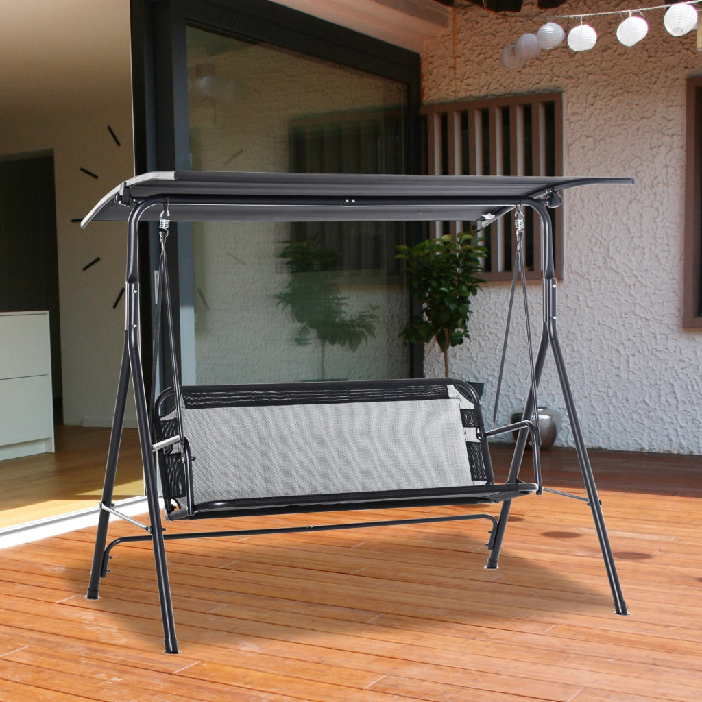 Altalena 2 posti con parasole per giardino ¨C Minimal ¨C 172x110x155 cm nero
