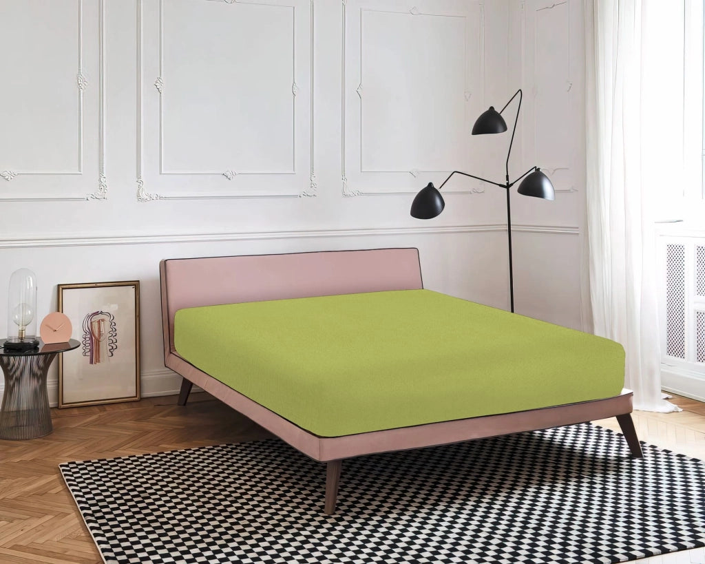 Lenzuolo Sotto Con Angoli Elastici 100% Puro Cotone  Verde - Una piazza e mezza
