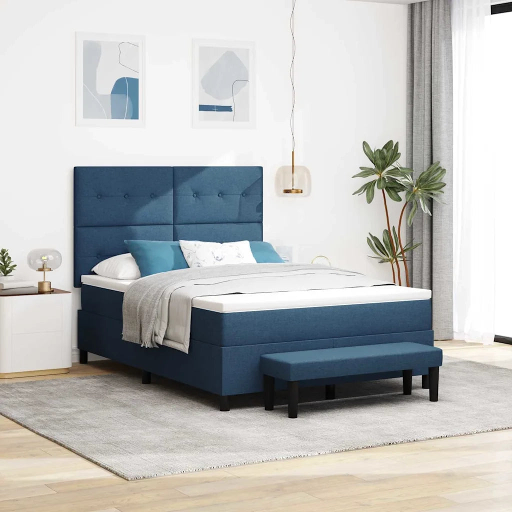 Letto a molle con materasso Blu 140 x 190 cm Tessuto