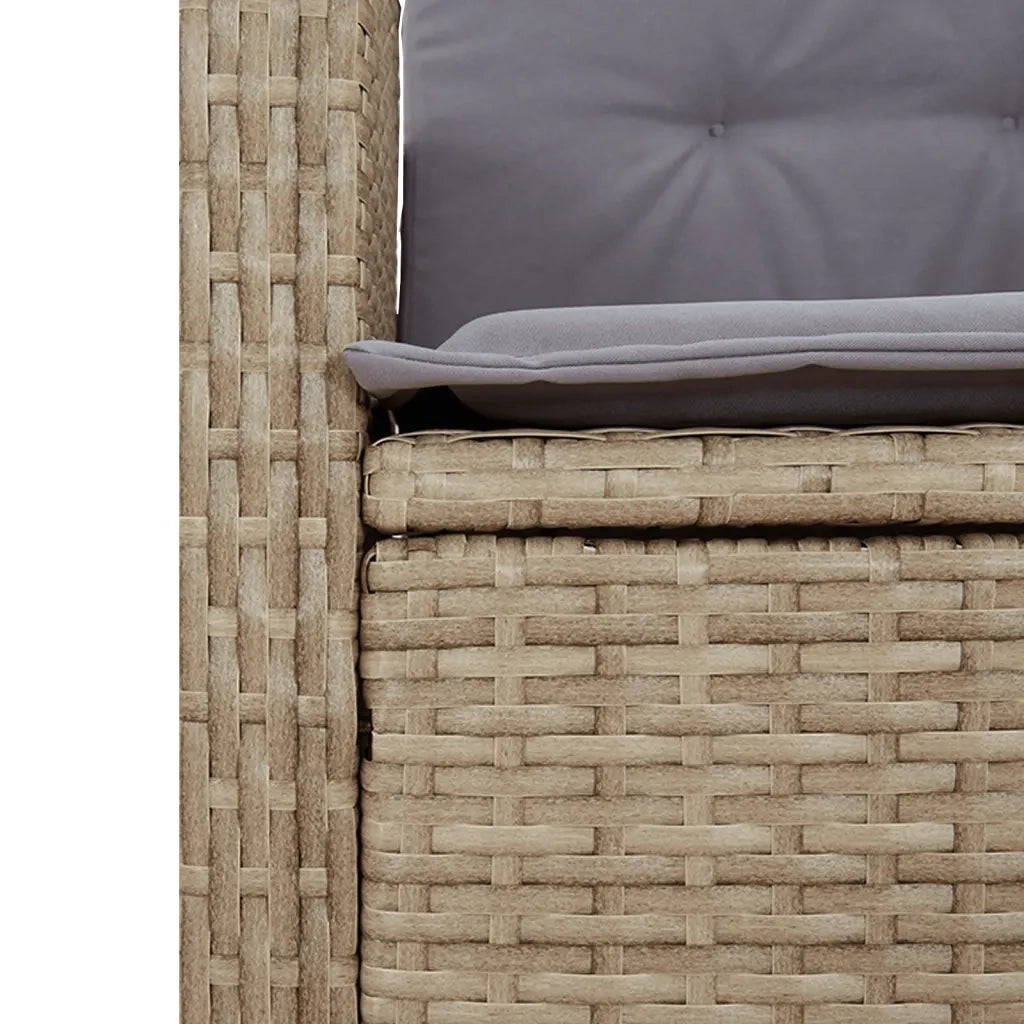 Set da Pranzo da Giardino 3 pz con Cuscini Beige in Polyrattan