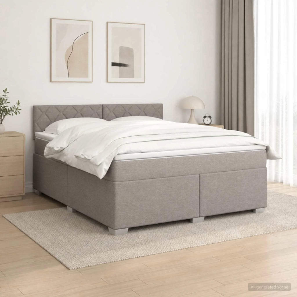 Letto con Box Spring, Materasso e LED Tortora 180 x 200 cm 3452012