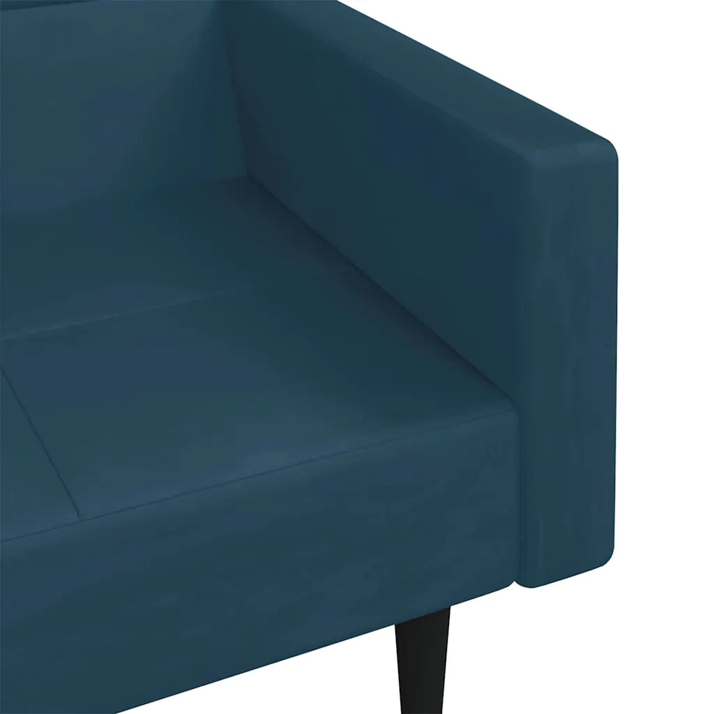 Divano Letto a 2 Posti con 2 Cuscini-Sofa Letto 2 Posti-Daybed Blu in Velluto 848093