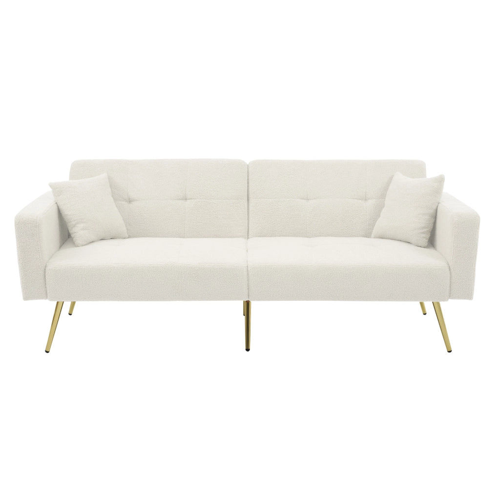 Divano letto con angolo regolabile - Zephmum - Gambe dorate, cuscini e tasche laterali