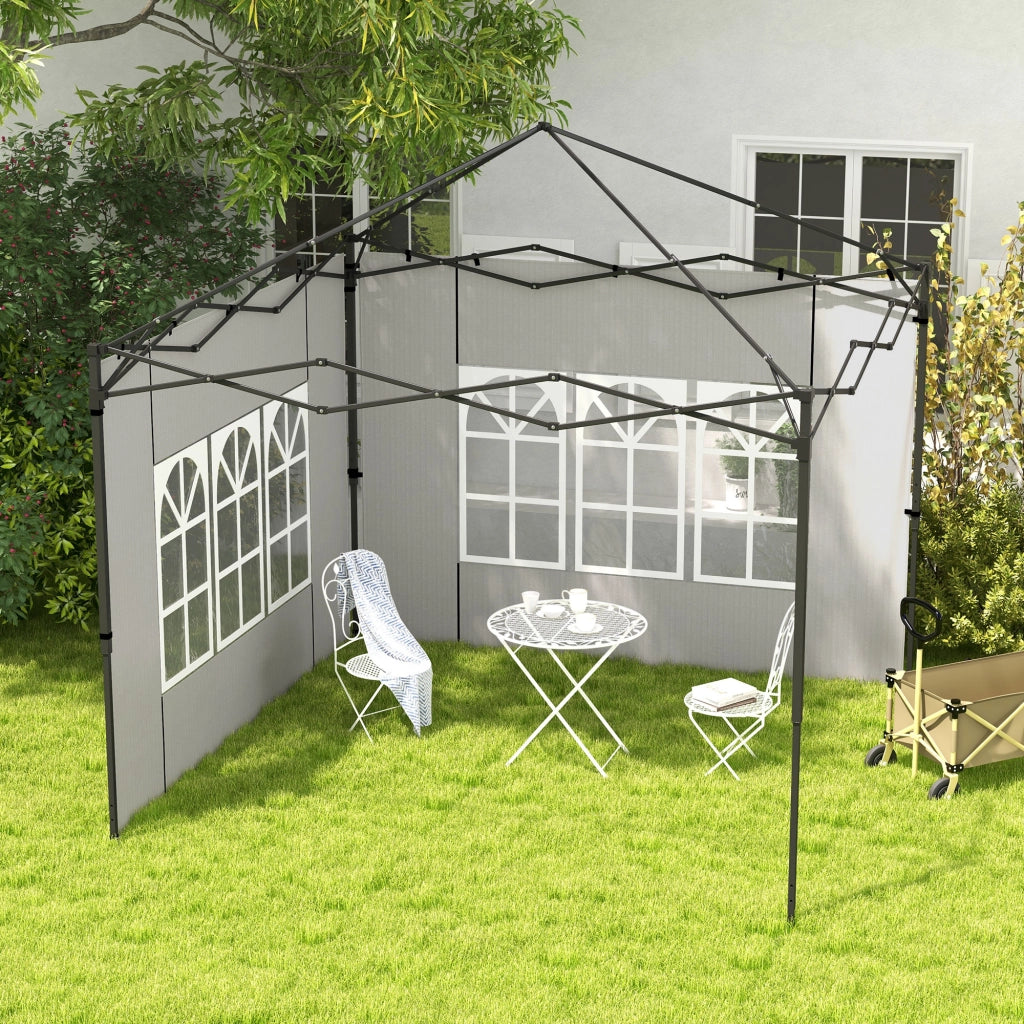 Set 2 Pareti Laterali per Gazebo con Finestre ¨C Xylo ¨C PE Bianco 293x193 cm