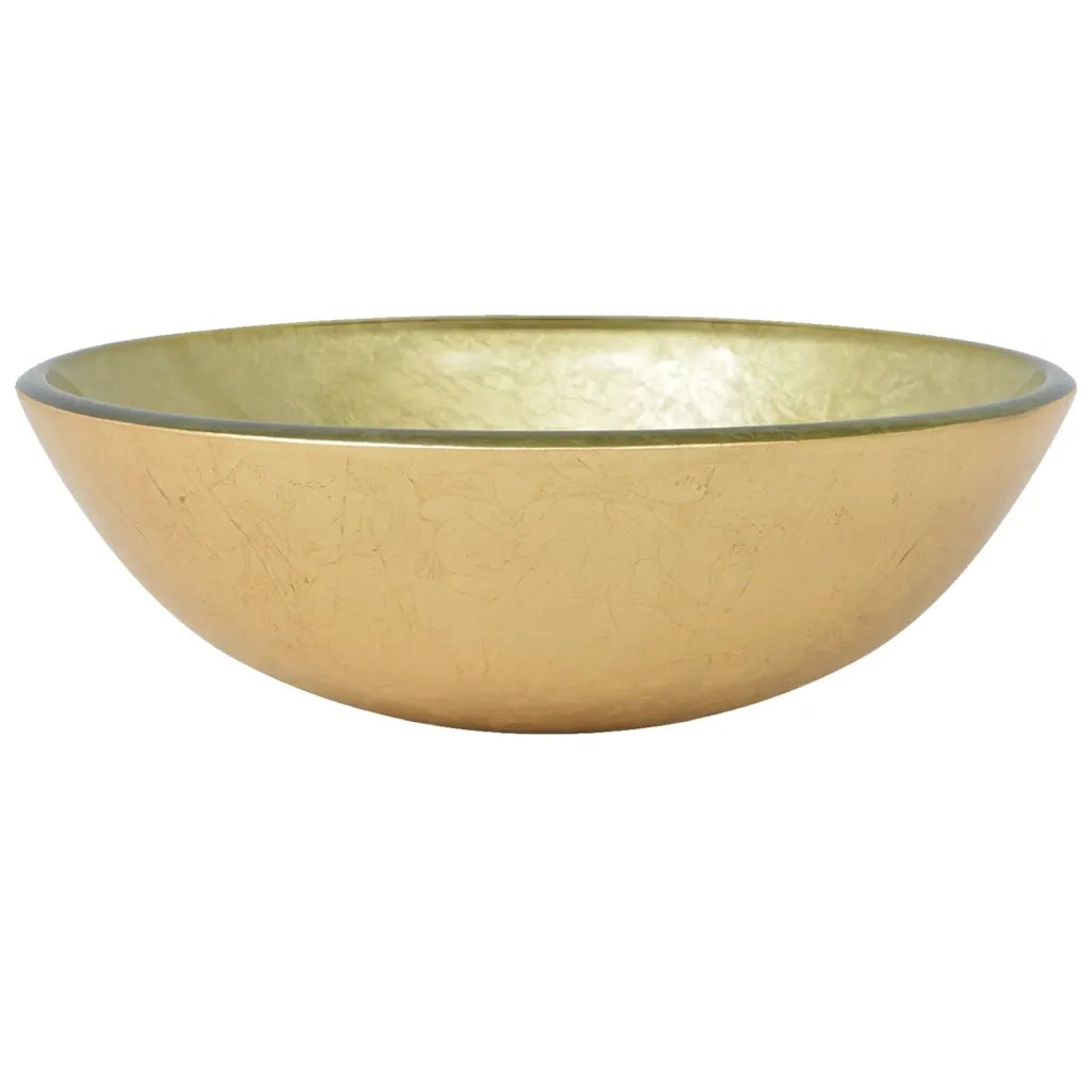 Lavandino Rubinetto e Piletta a Pressione-Lavabo-Lavello Vetro Temperato Oro 915877