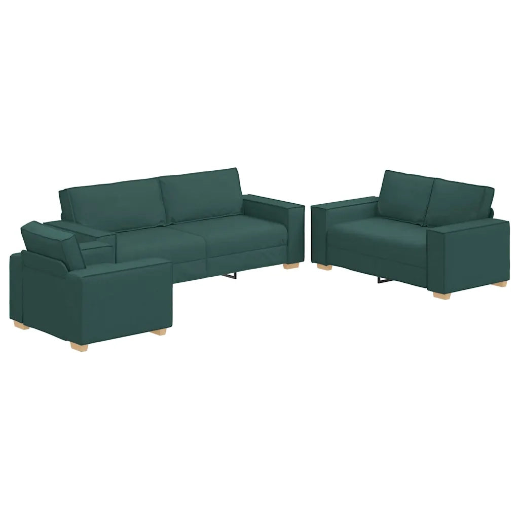 Divano 3 pcs Verde Scuro 220 x 80 x 84 cm Tessuto misto lino 3324614