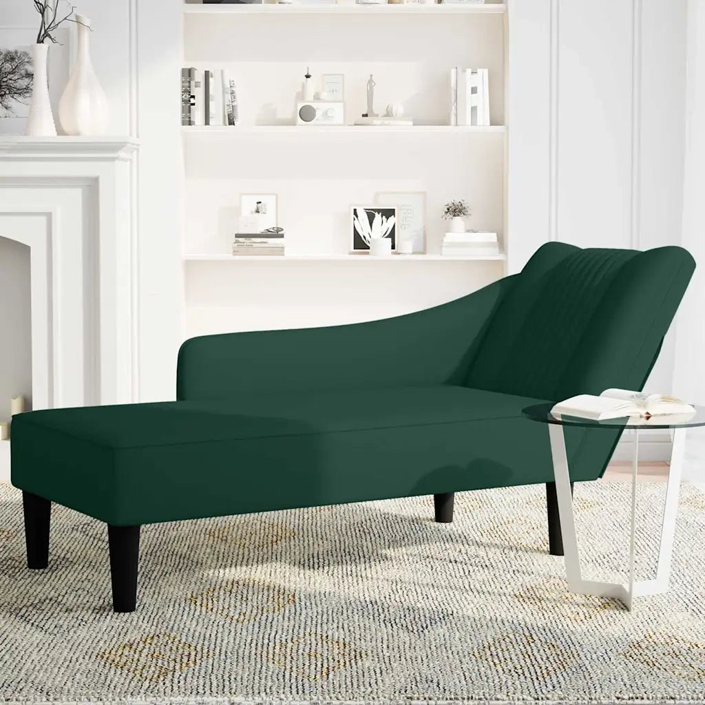 Sdraio con Bracciolo Destro in Velluto Verde Scuro 4009794