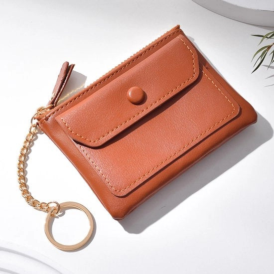 Portafoglio portatile per donna mini borsa zero wallet piccola borsa per monete, marrone, 11 × 8,5 × 1 cm