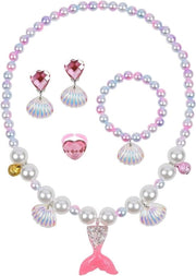 Costumi da bambina con tema sirena - Ideale regalo per compleanni e Natale - Set 5 pezzi - Materiali di alta qualità - Tema principesse - Adatto a diverse occasioni - Belle sirene.