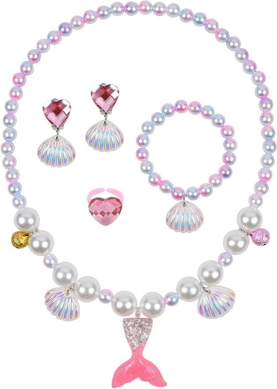Costumi da bambina con tema sirena - Ideale regalo per compleanni e Natale - Set 5 pezzi - Materiali di alta qualità - Tema principesse - Adatto a diverse occasioni - Belle sirene.
