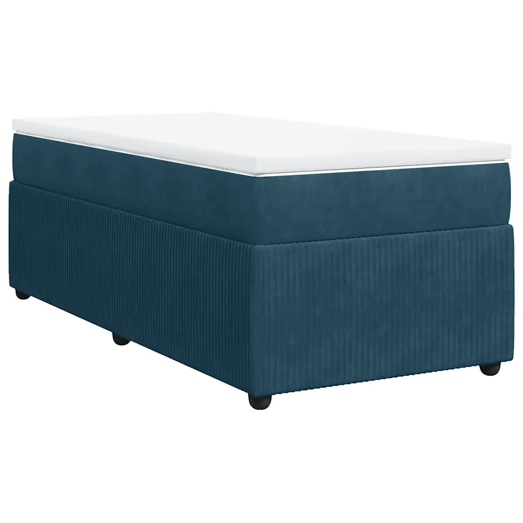 Giroletto a Molle con Materasso Blu Scuro 90x200 cm in Velluto