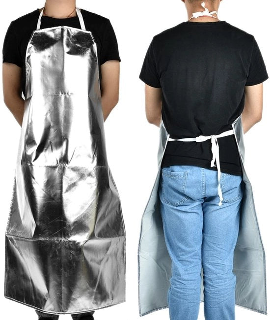 Schort di protezione contro il calore - Fatto di foglio di alluminio - Resistente al fuoco e comodo - colore grigio - Adatto per grigliate e cucina - Resiste a elevate temperature - Misura...