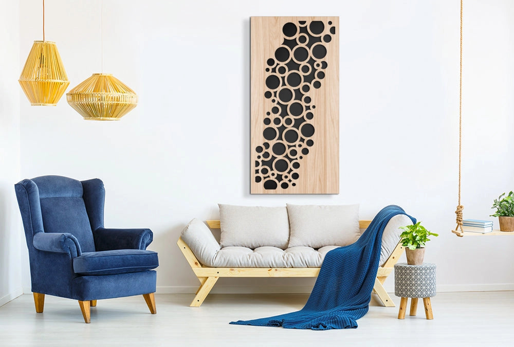 CIRCLE - Quadro arredo LASERCUT composito Legno e PVC Misura: 70x140 cm