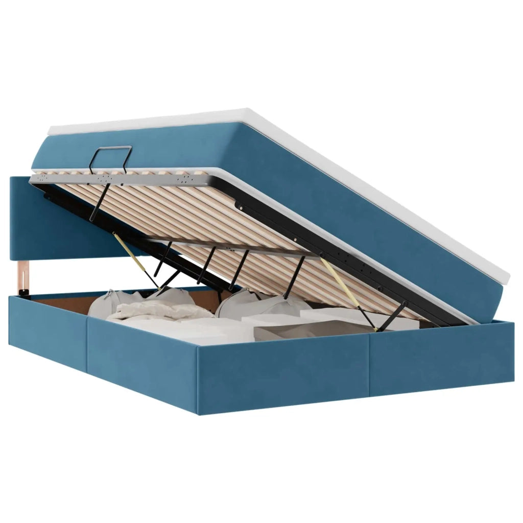 Letto con Contenitore Blu Scuro 140 x 200 cm Velluto 3370705