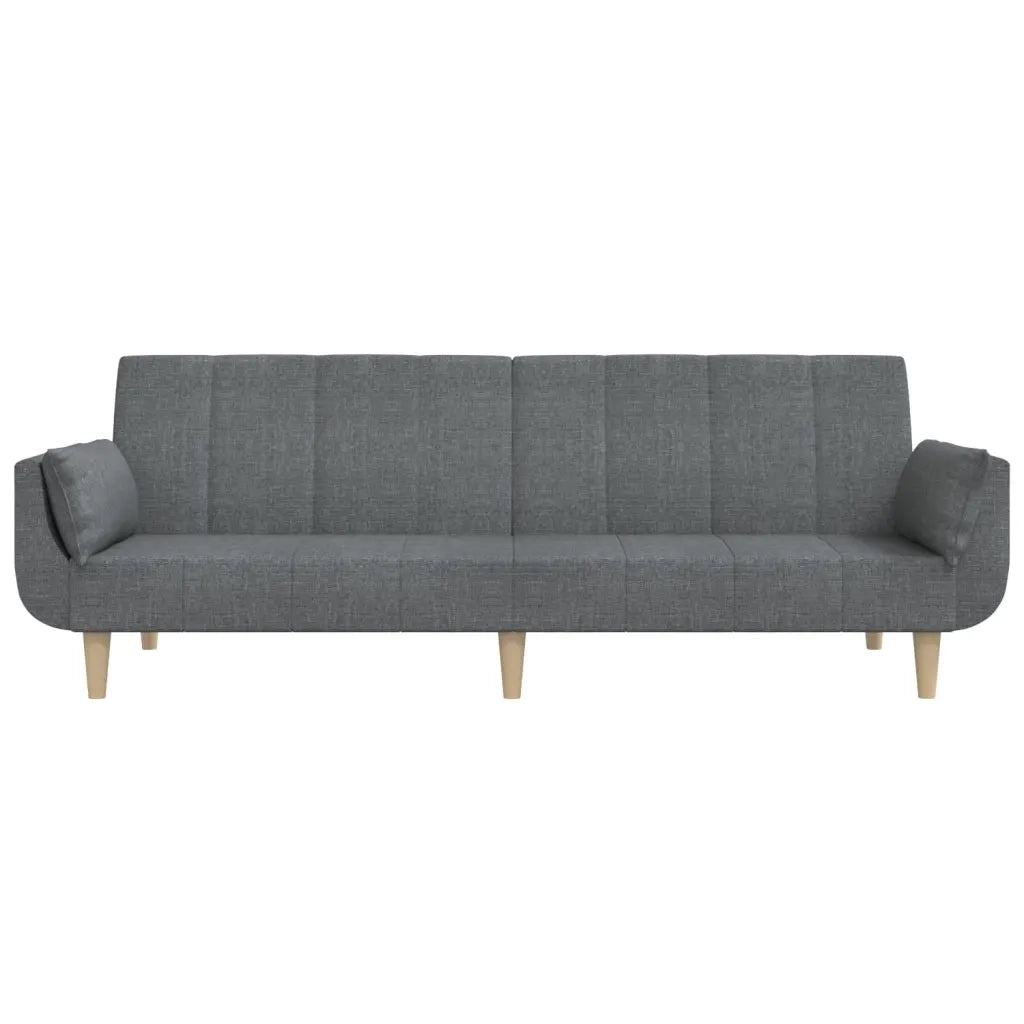 Divano Letto a 2 Posti con 2 Cuscini Grigio Chiaro in Tessuto 375869