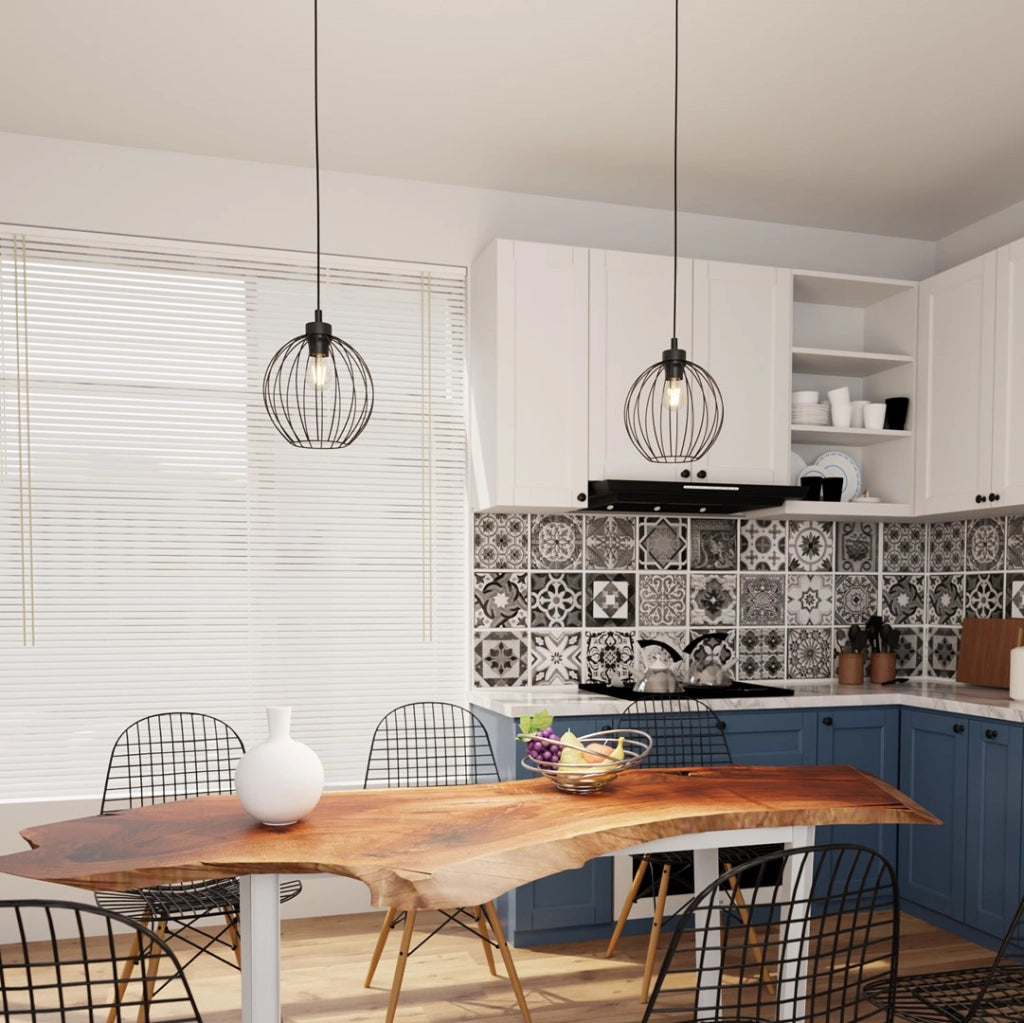 Lampada sospensione loft nera sfera regolabile E27 Emibig