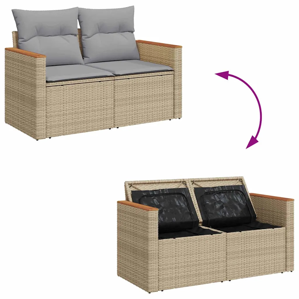 Set Divano da Giardino con cuscino 13 pcs Beige polyrattan 3365052