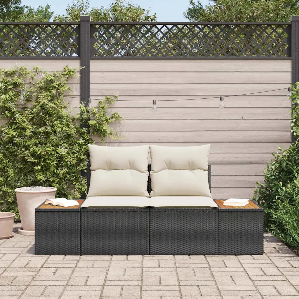 Divano da giardino Nero 184 x 62 x 85cm polyrattan 42006812