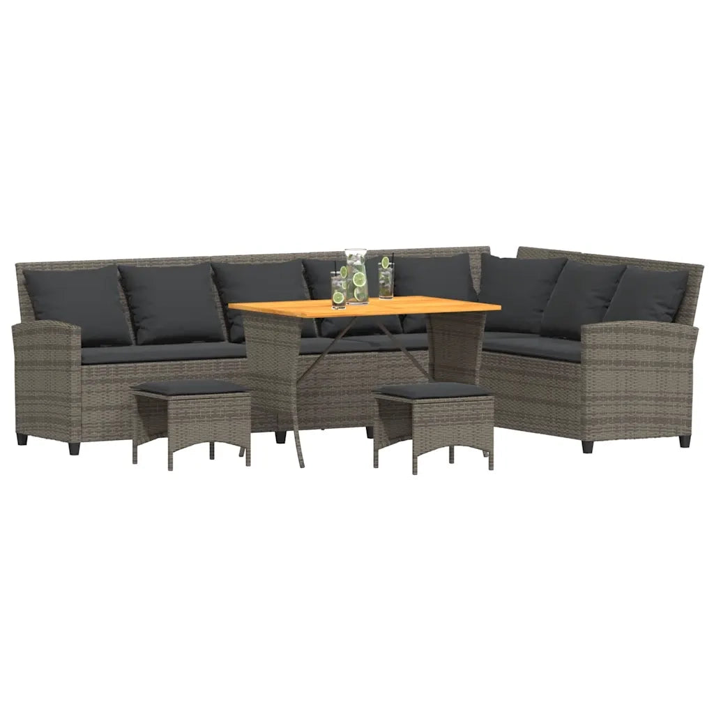 Set Divani da Giardino 4 pz con Cuscini a Forma di L Polyrattan 3365326