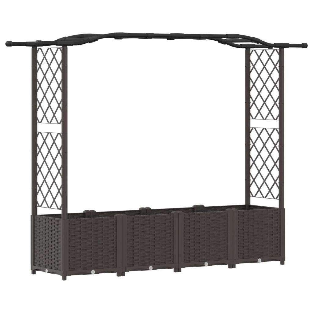 Letto Rialzato con Griglia e Tetto Marrone 204 x 40 x 141 cm PP 42032508