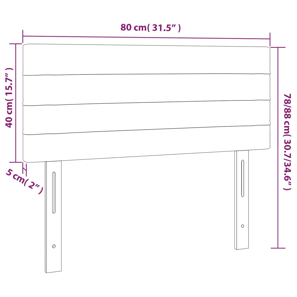 Testiera-Testata Decorativa Grigio Chiaro a LED 80x5x78/88 cm in Tessuto 437545