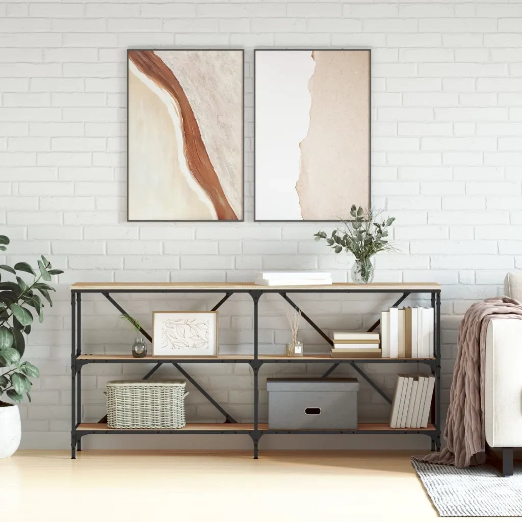 Tavolo Consolle | Tavolo d'Ingresso Rovere Sonoma 160x30x75 cm Multistrato e Ferro