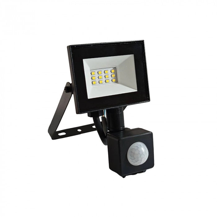 Faro LED 10W con sensore PIR 6500K 900lm IP54 nero