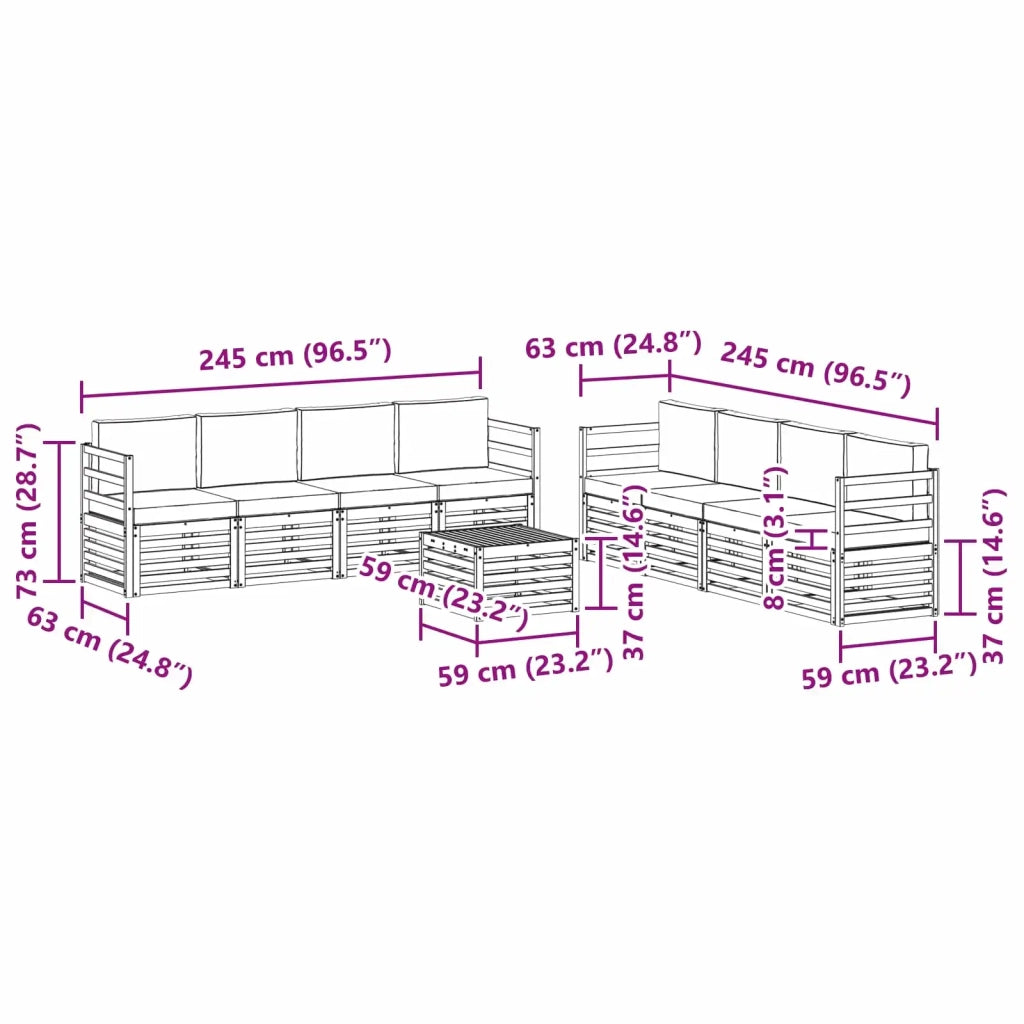 Set divani Legno di Acacia Massello 3391575