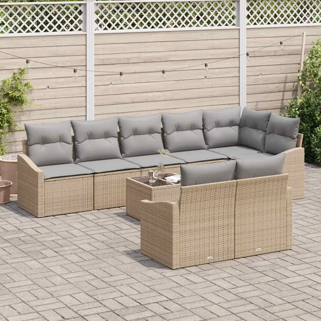 Set di divani con cuscino 9 pcs Beige polyrattan 3346780