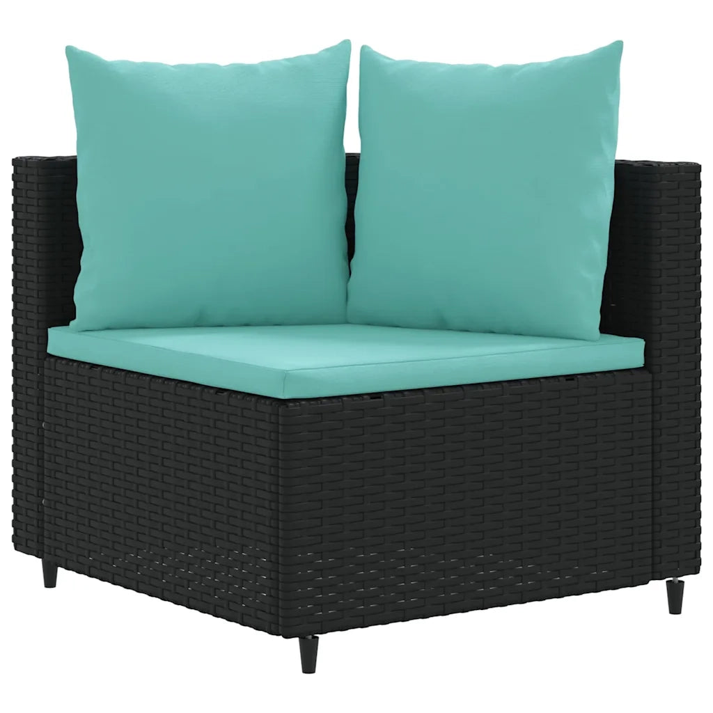 Set Divani da Giardino 4 pz con Cuscini Nero in Polyrattan