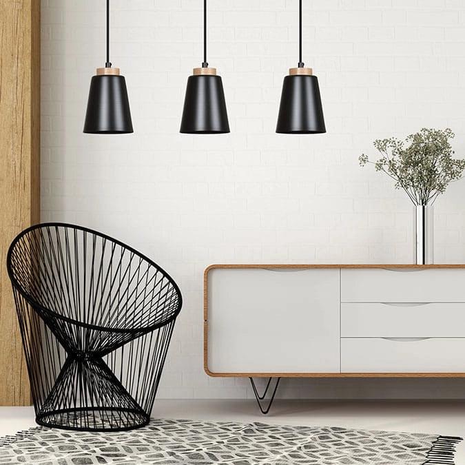 Lampada a sospensione Emibig Bolero nera legno E27 Ø14