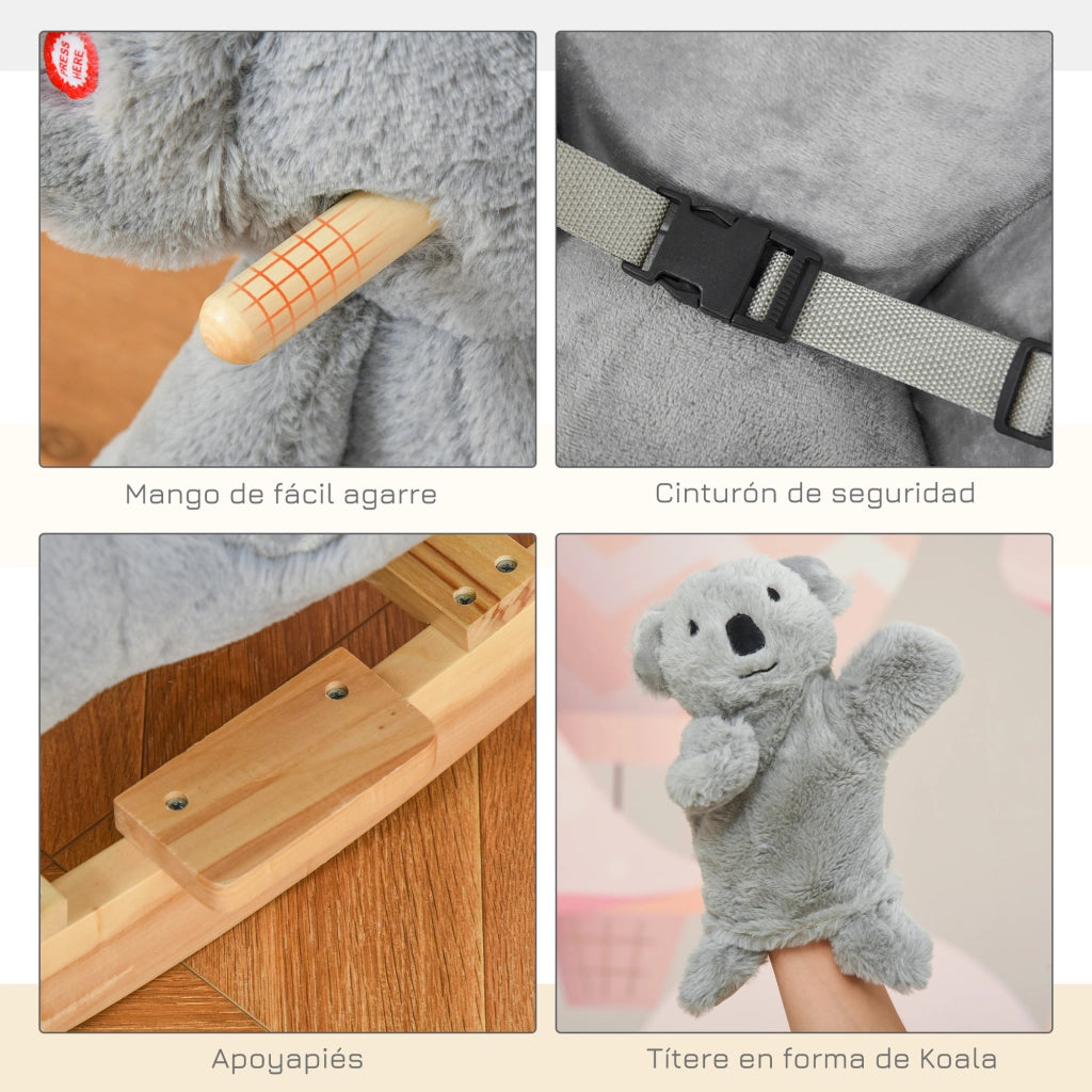 Casetta Koala con Sonido e Sicurezza per Bambini ¨C zephmum ¨C Grigio 60x33x50 cm