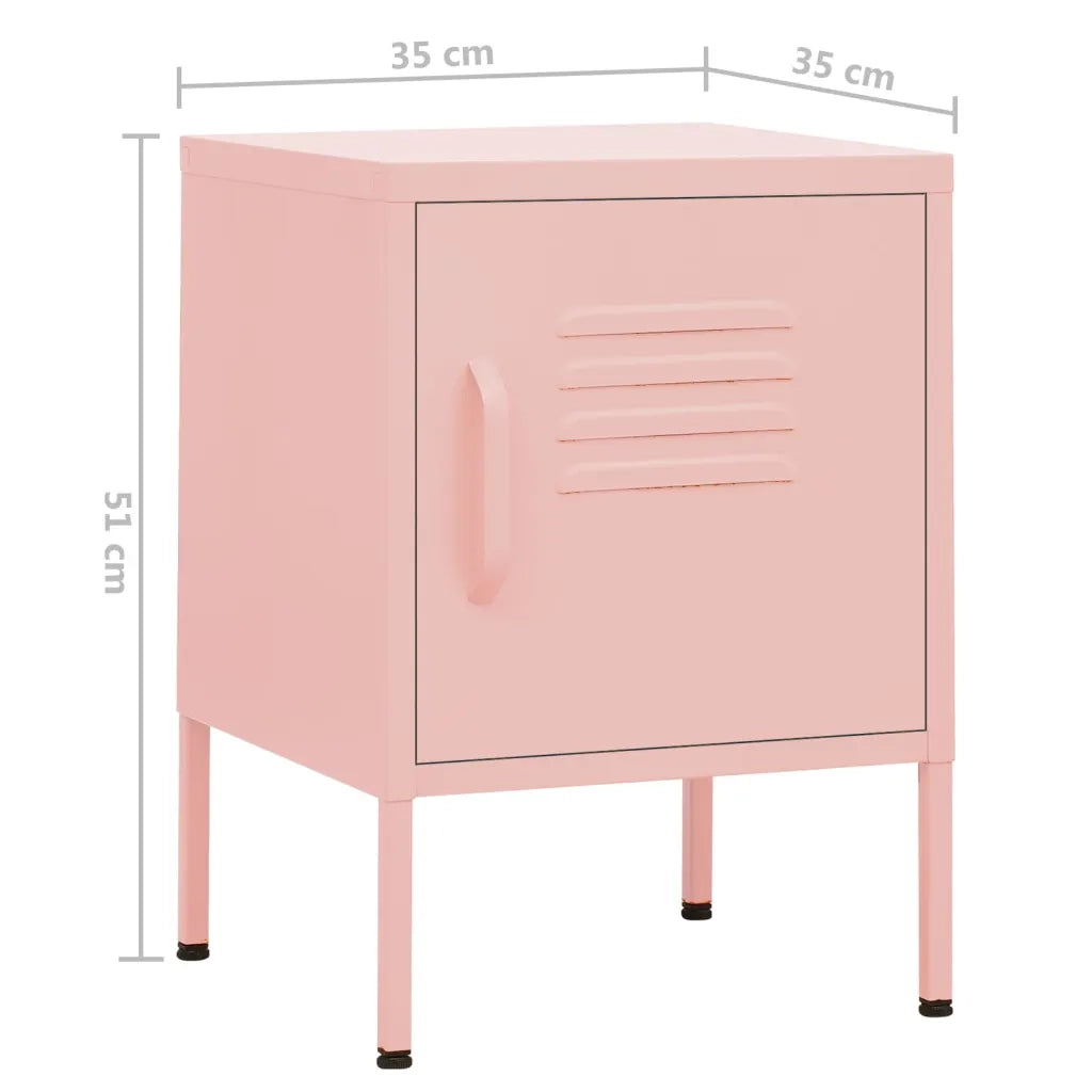Comodino | Armadio da Notte | Mobiletto da notte Rosa 35x35x51 cm in Acciaio