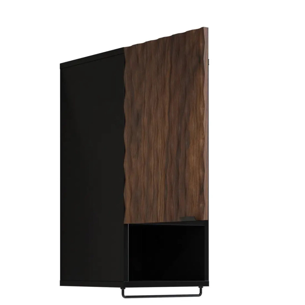 Set di 3 mobili da bagno KING – Rovere scuro e nero - 60 cm