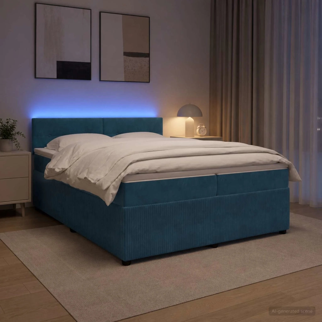 Letto box spring con materasso Blu 200 x 200 cm Velluto 3453213
