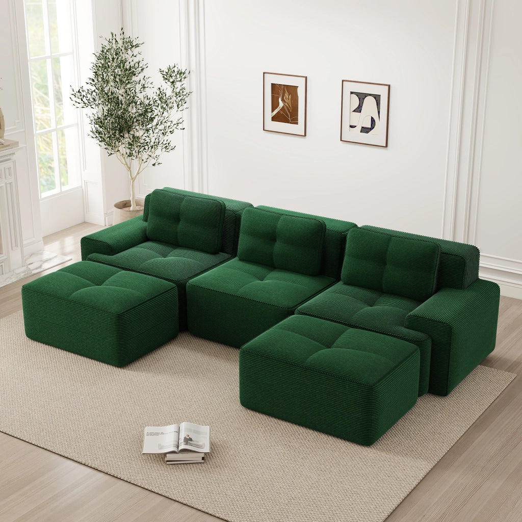 Divano modulare Cloud - Zephmum- U-forma 3 posti velluto verde