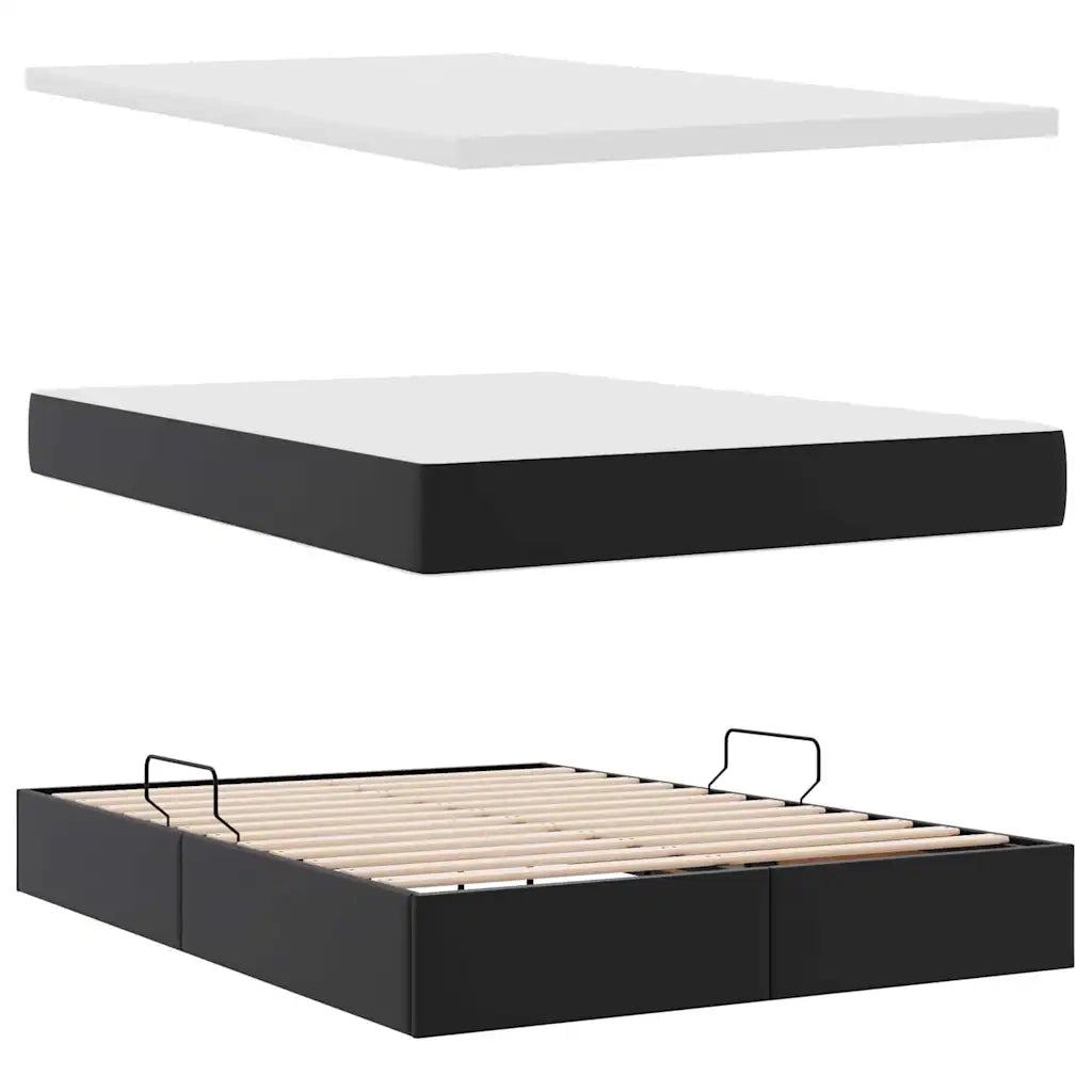 Letto con contenitore e materasso Nero 140 x 190 cm 3370162
