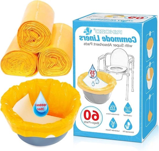 Letti per WC con Pannelli Assorbenti Superficiali 60 Pack - Adattamento Universale per Tutti i WC Portatili Standard