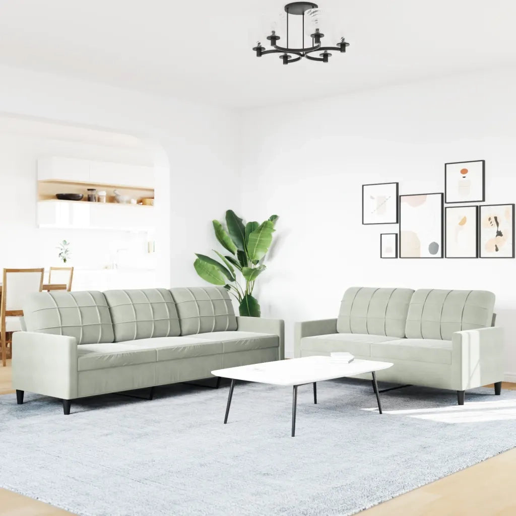 Set di Divani 2 pz con Cuscini Grigio Chiaro in Velluto 3278471